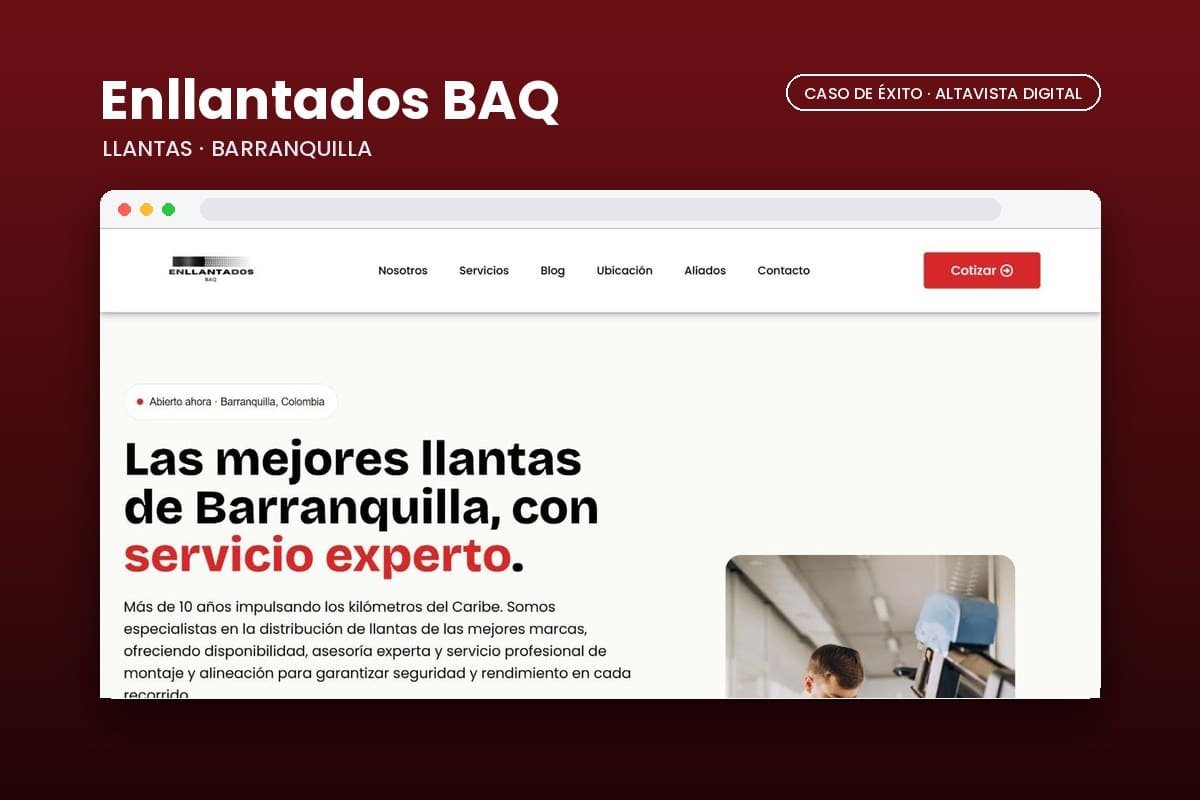 Página web de Enllantados BAQ diseñada por Altavista Digital