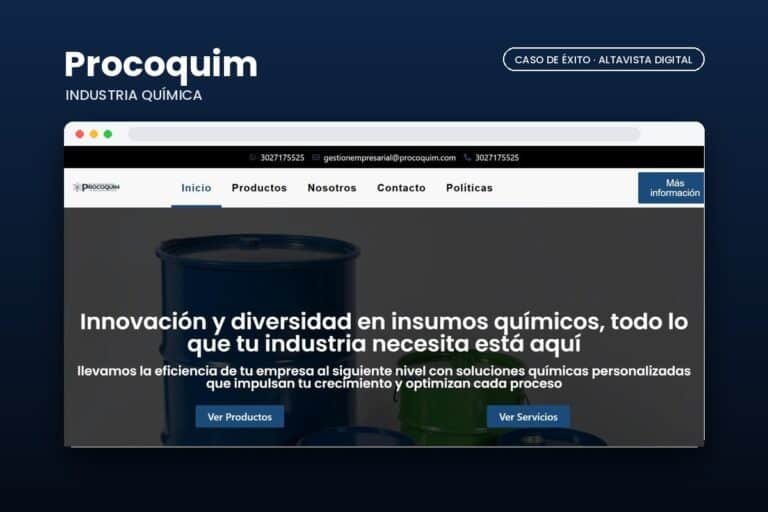 Página web de Procoquim S.A.S. diseñada por Altavista Digital