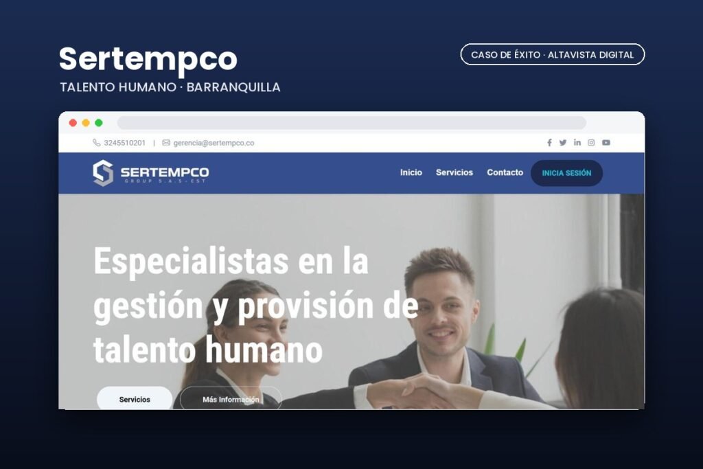 Página web de Sertempco Group diseñada por Altavista Digital