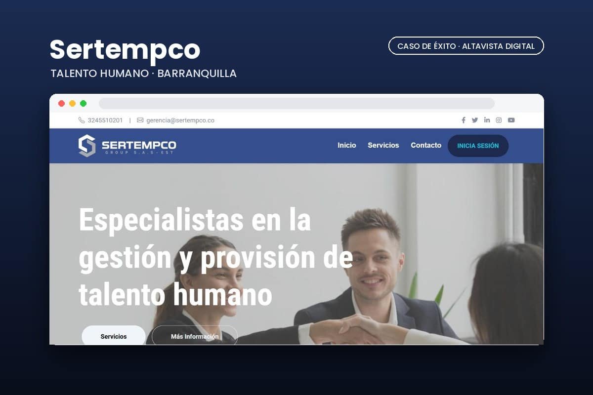 Página web de Sertempco Group diseñada por Altavista Digital