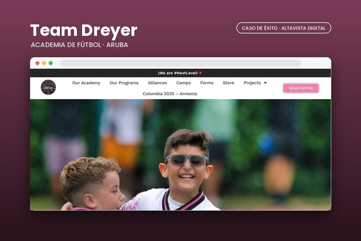 Página web de Team Dreyer diseñada por Altavista Digital