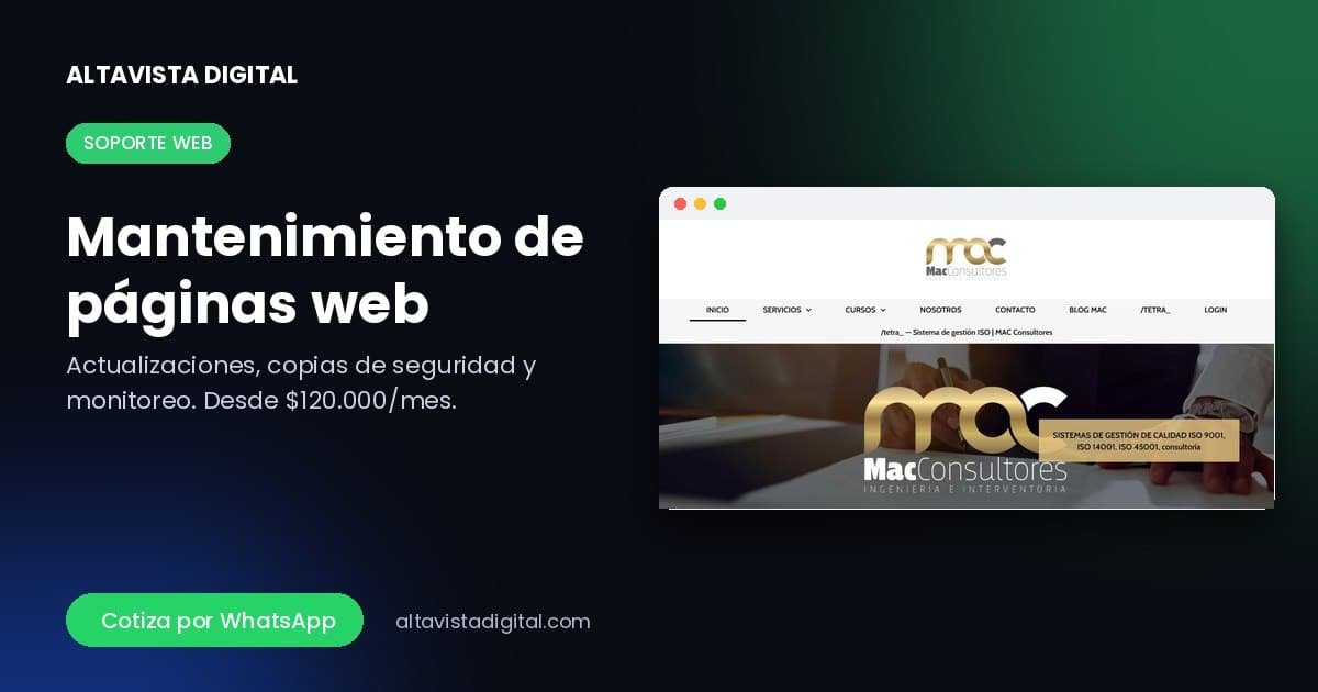 Mantenimiento de páginas web — Altavista Digital