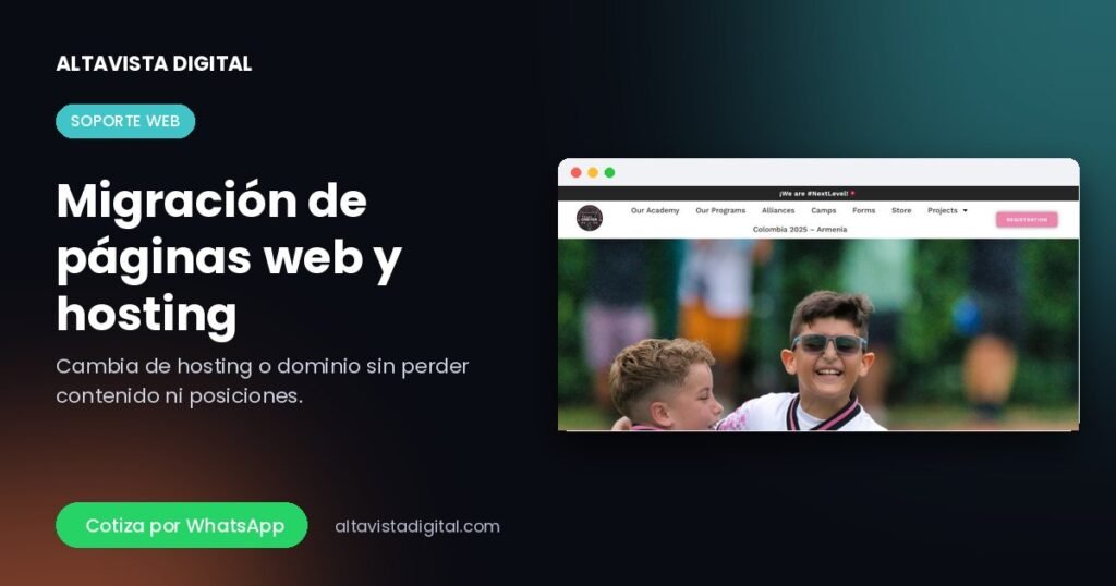 Migración de páginas web y hosting — Altavista Digital